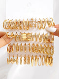 Jewels Galaxy Gold Plated Set Of 24 Pairs Of Hoop And Pearl Earrings