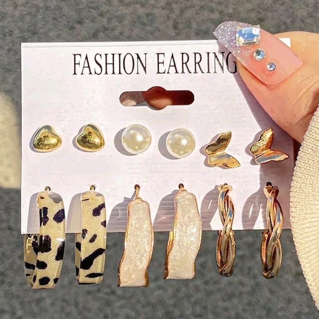 Leopard Print Hoops Earrings Set of 6 Earrings for Girls and Women