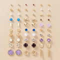 Jewelry For Women Gold Plated Multicolor Studs Combo of 30 Quirky Pairs