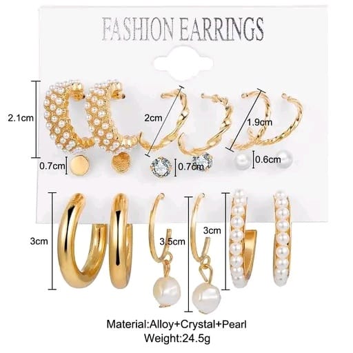 Combo Of 9 Pair Stunning Gold Plated Pearl Studs Earrings